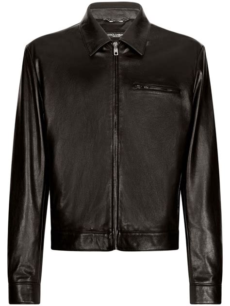 dolce gabbana lederjacke herren brick|farfetch dolce and gabbana jacket.